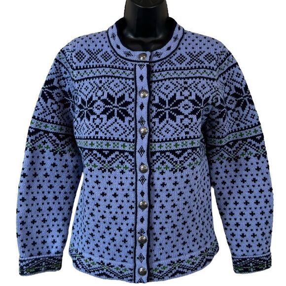 Vintage LL Bean Nordic Fair Isle Cardigan Sweater - Picture 1 of 9